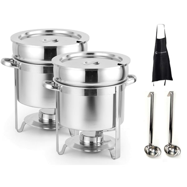 Soup Chafer Marmite Chafer Stainless Steel Buffet Set Warmer for Any Event or Party 11 Quart 2-PACK