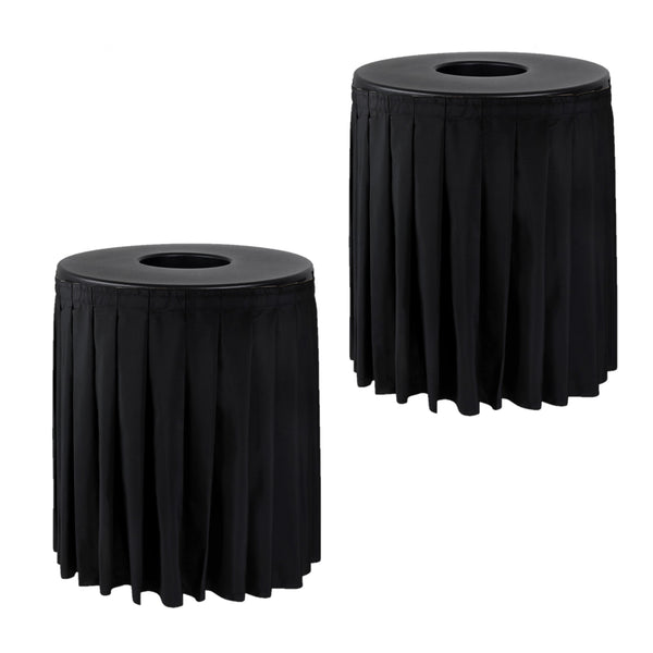 Black Trash Topper Cover With Solid Pleated Skirt | Designed to Fit 44 & 55 Gallon Trash Cans 2-PACK