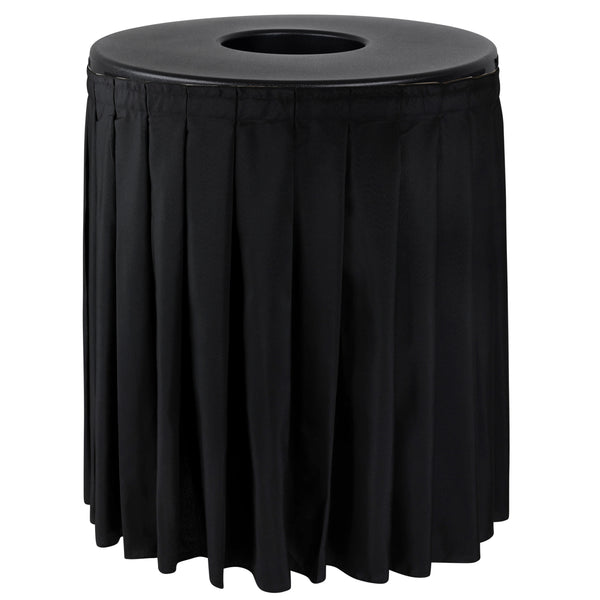 Black Trash Topper Cover With Solid Pleated Skirt | Designed to Fit 44 & 55 Gallon Trash Cans
