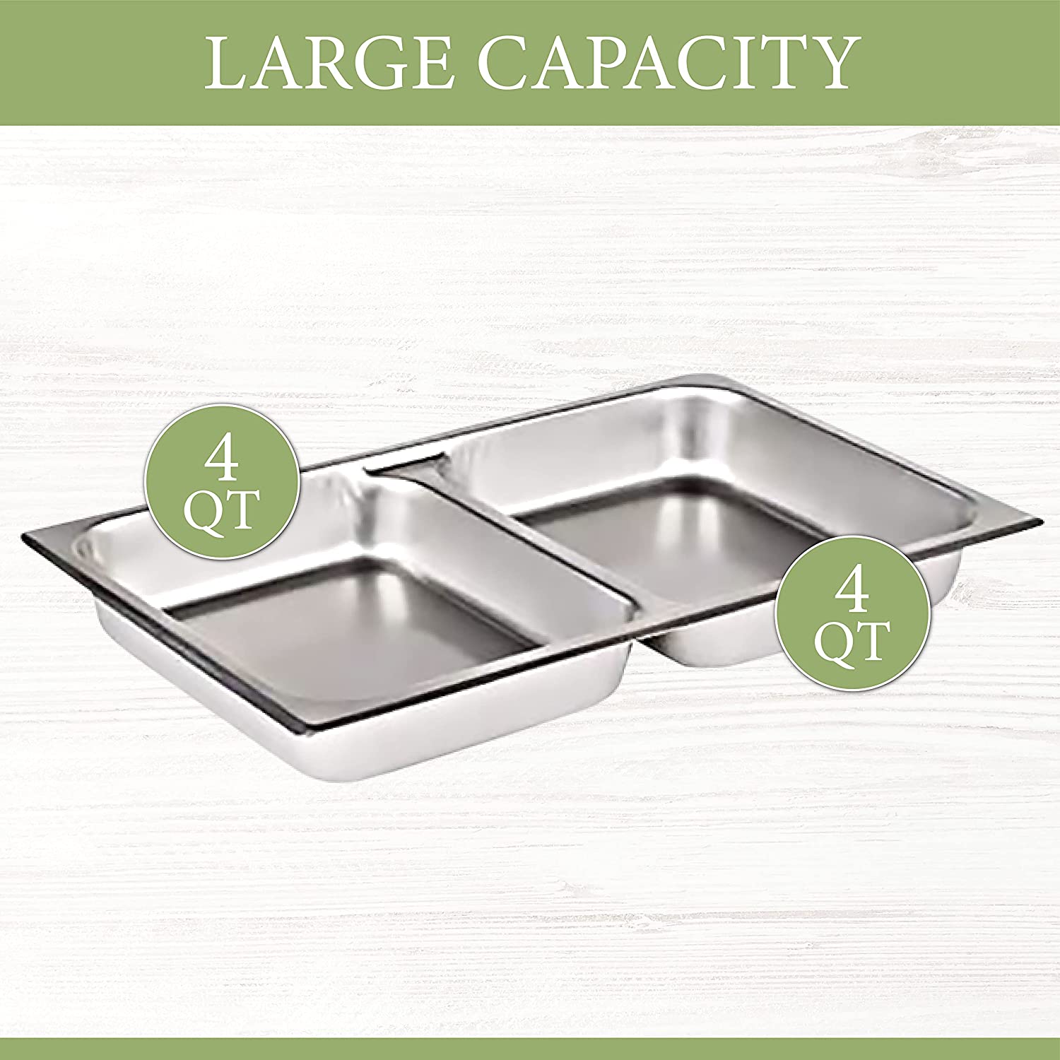 Stainless Steel Steam Table Pan Full Size 2.5 Deep Inch Divider Food Pan