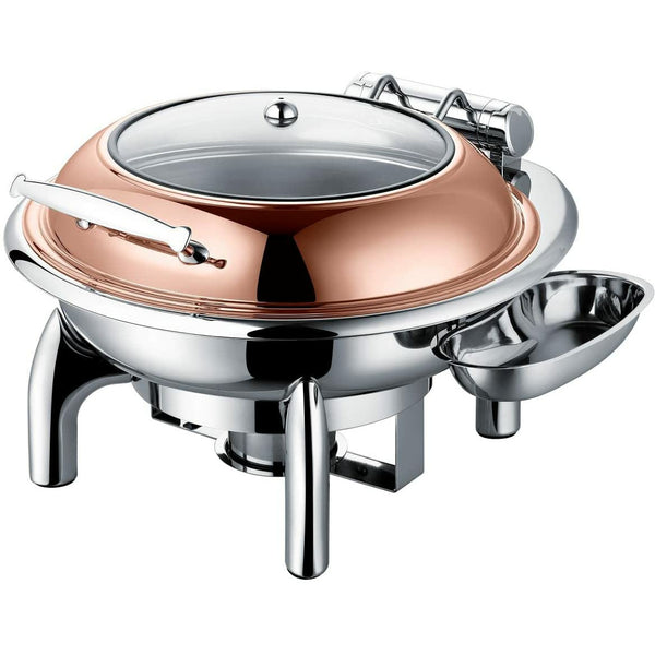 Elegant Chafer Dish with Rose Gold Accents - Round 6 Quart