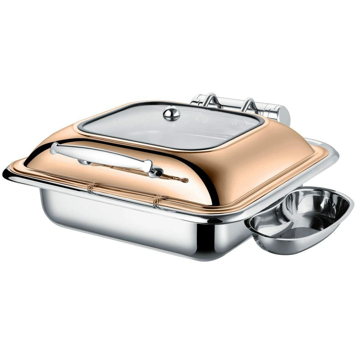 Elegant Chafer Dish with Rose Gold Accents - Square 6 Quart