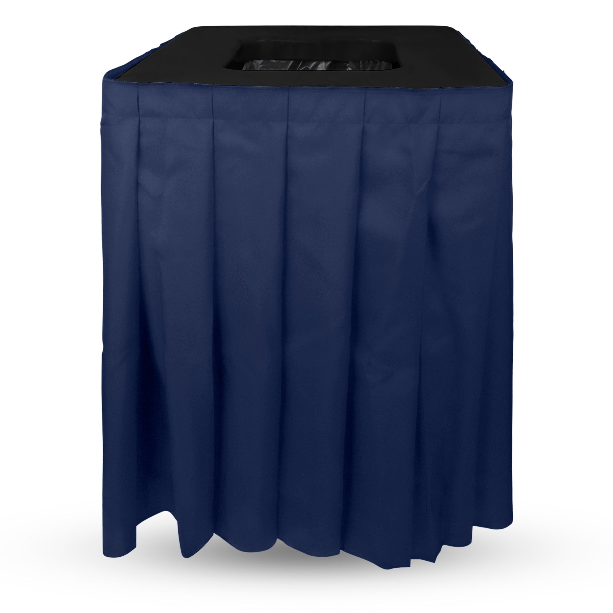 Square Black Garbage Can Cover - Solid Pleated Skirt Topper for 32-35 Gallon Indoor Garbage Cans Trash Bins, Waste Container Without Wheels - Ideal for Birthday Party, Events, Residential Use