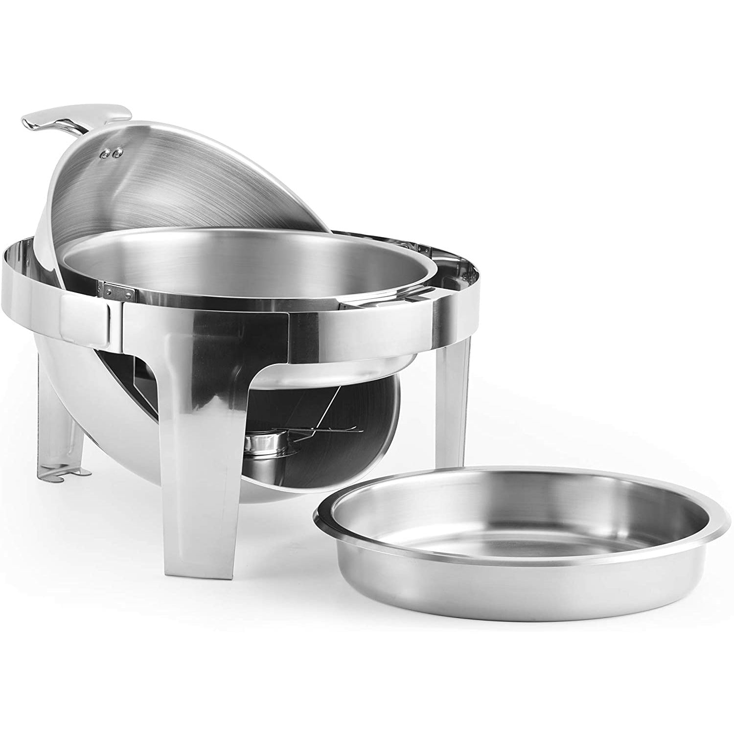 Chafing Dish Round Roll Top Stainless Steel 6 Quart