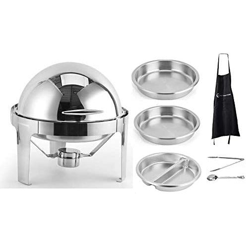 Chafer Chafing Dish Round Roll Top Bundle Stainless Steel 6 Quart