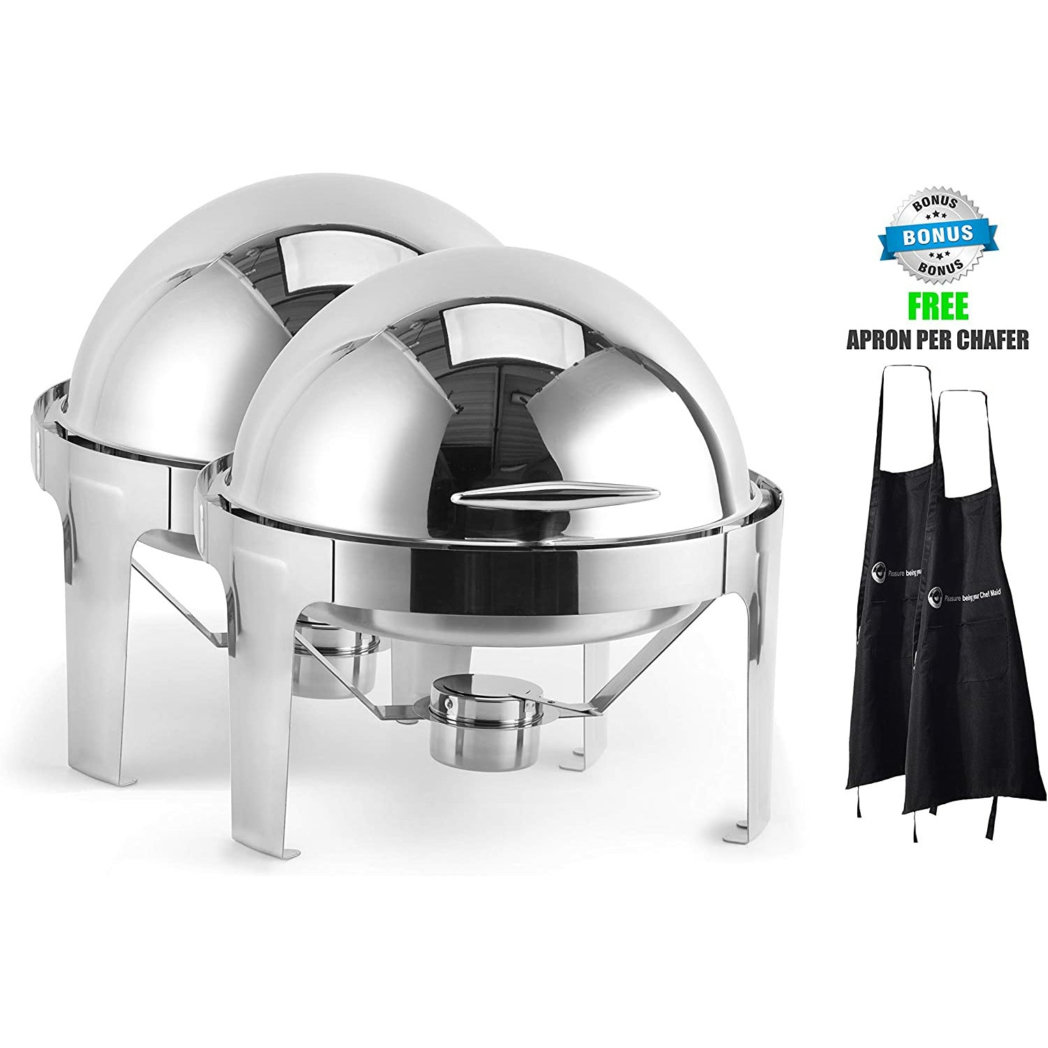 Chafing Dish Round Roll Top Stainless Steel 6 Quart
