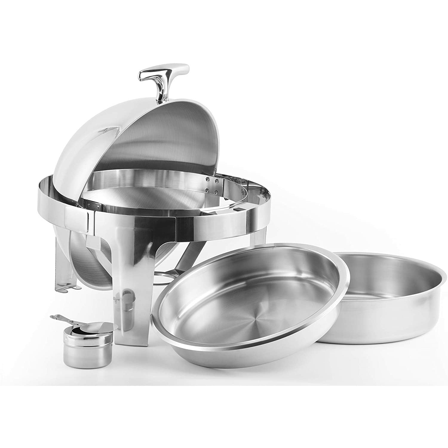 Chafer Chafing Dish Round Roll Top Bundle Stainless Steel 6 Quart (2-Pack)